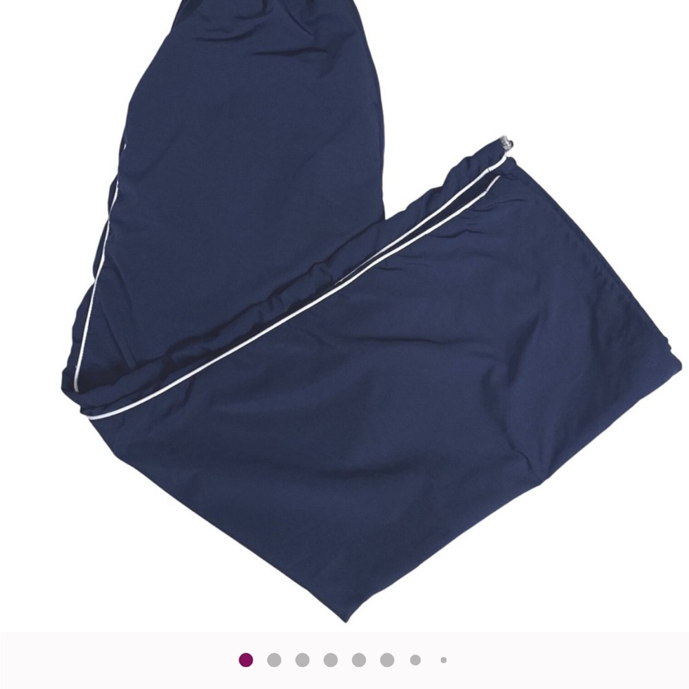 Navy Blue Side Stripe Track Jogger Pants S Wide Leg High Rise Athletic Sporty